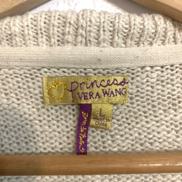 Princess Vera Wang Ivory Cardigan Sz L Tribal Southwestern Fringe Bohocore - Picture 4 of 4